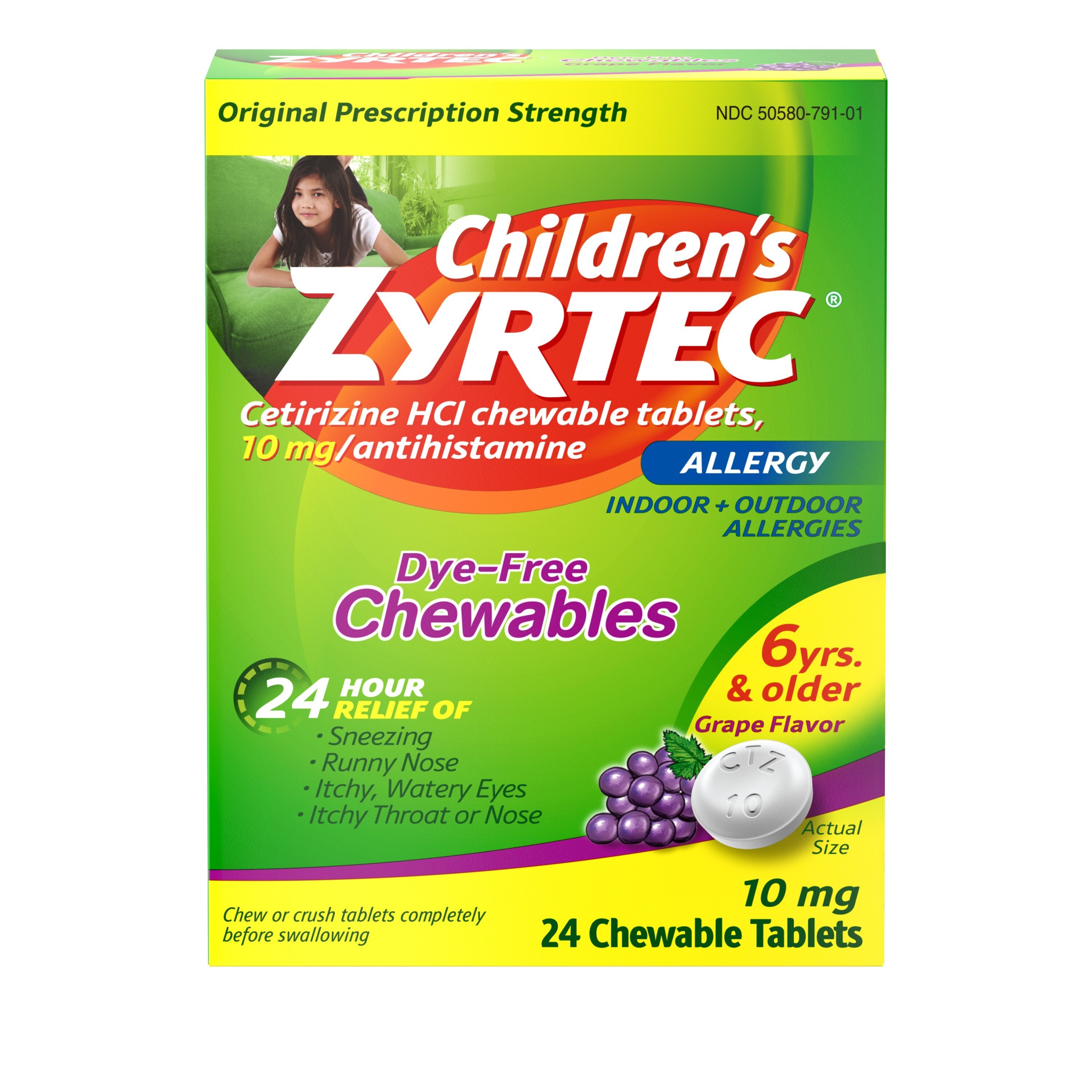 24 Hour Children's Allergy Dye-Free Chewable Tablets, mg, 24 CT