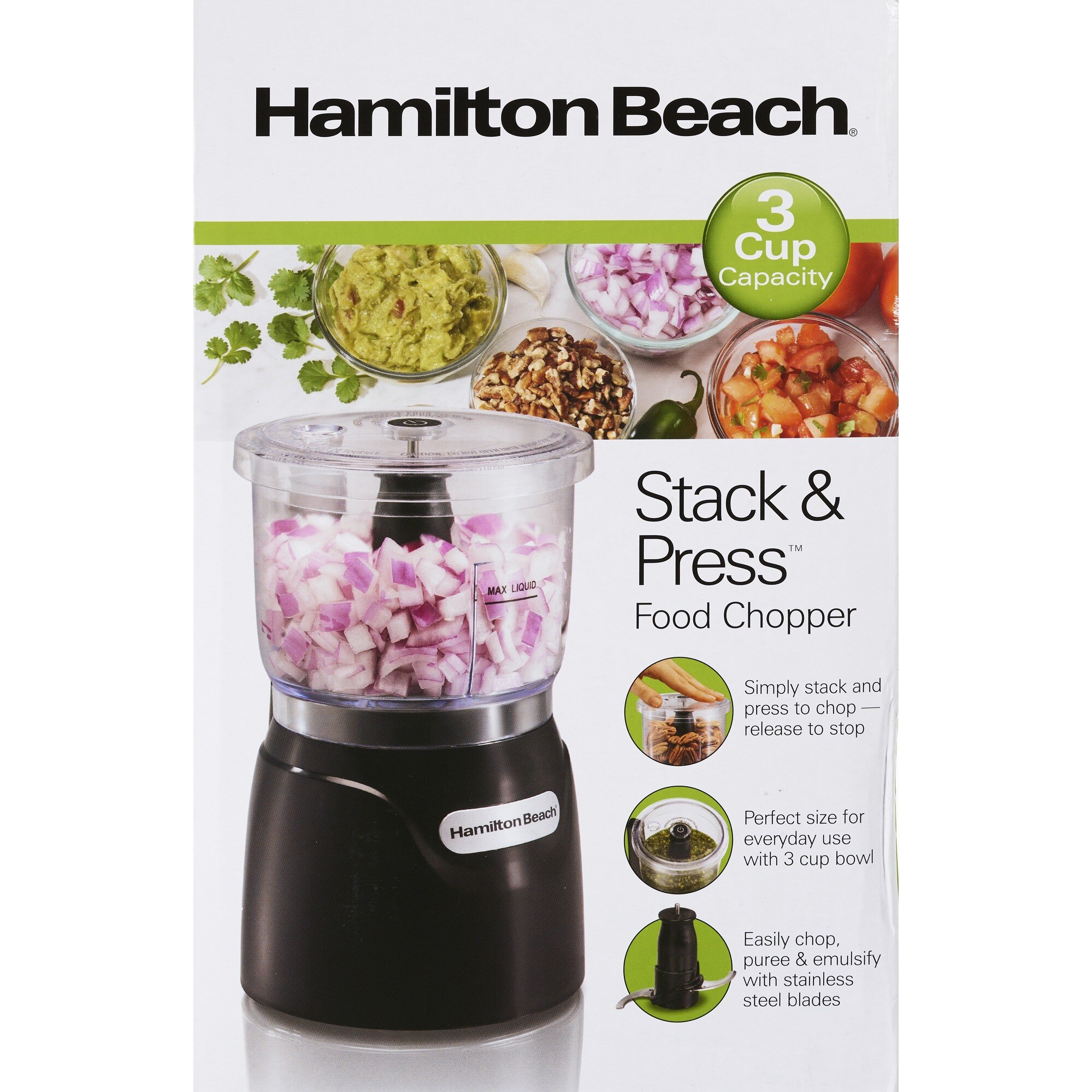 Customer Reviews: Hamilton Beach Stack & Press Food Chopper, 3 CUP