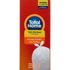 Total Home Tall Kitchen Trash Bags, Extra Strong 13 Gallon, 38 ct - 30 ct | CVS