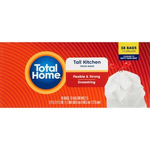 Total Home Tall Kitchen Trash Bags, White - 38 ct | CVS