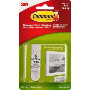 Command Picture Hanging Strips, Cabinet Pack, Removable, 0.75 x 2.75,  White, 4/Set, 50 Sets/Carton - Sam's Club