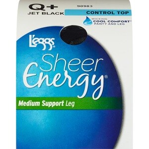L'eggs Sheer Energy Medium Support Control Top Pantyhose, Jet Black, Size Q+ | CVS