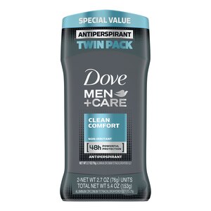 Dove Men+Care 48 Hour Sweat and Body Odor Clean Comfort Antiperspirant Deodorant Non Irritant, 2.7 oz, Twin Pack - CVS Pharmacy