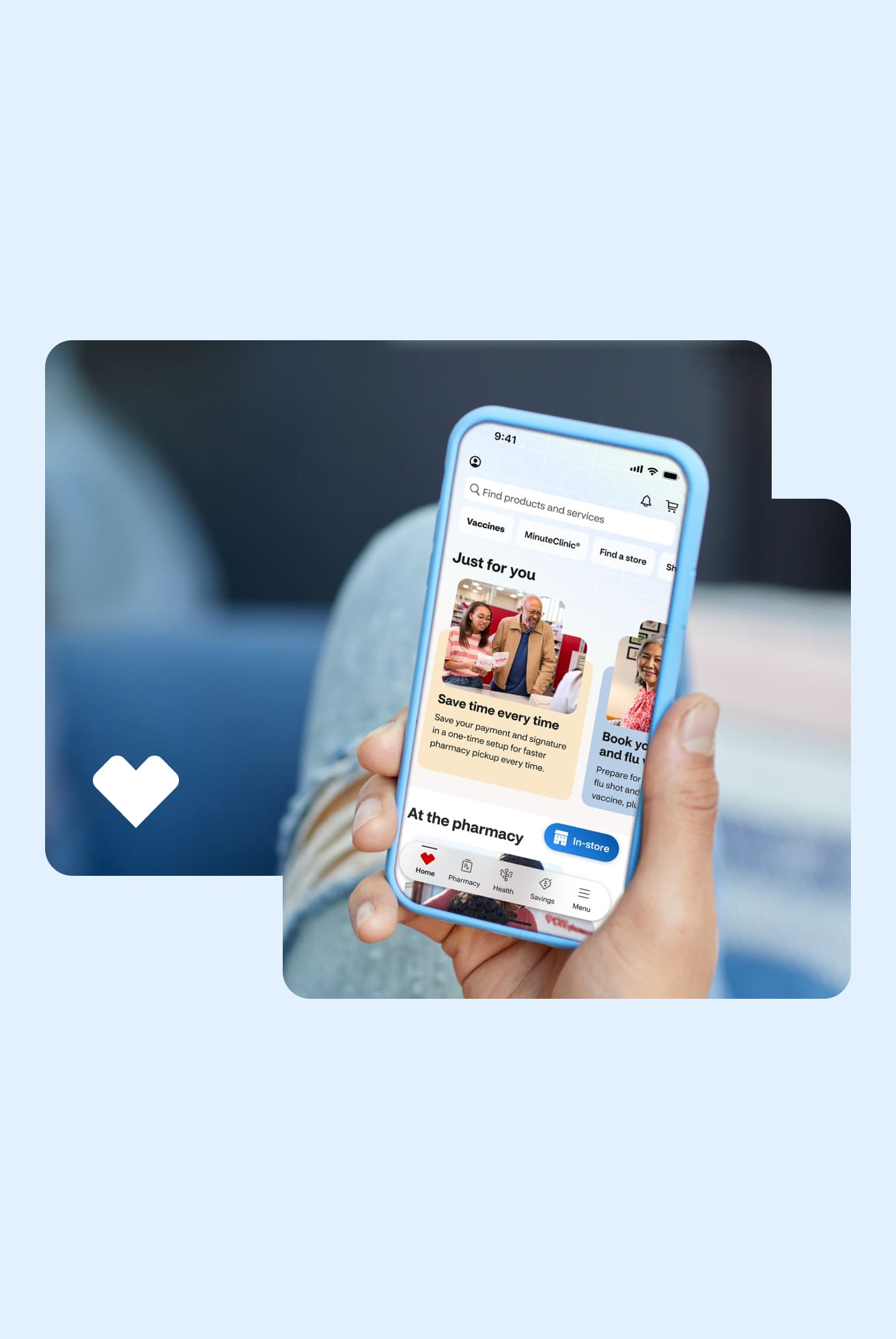 A CVS customer browses through deals on their phone.